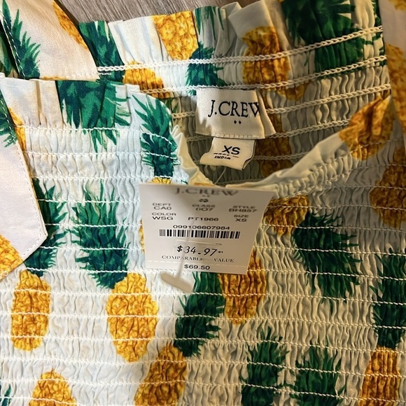 NWT J. Crew Pineapple Smocked Tie Strap Tank Top size XS - Picture 5 of 5